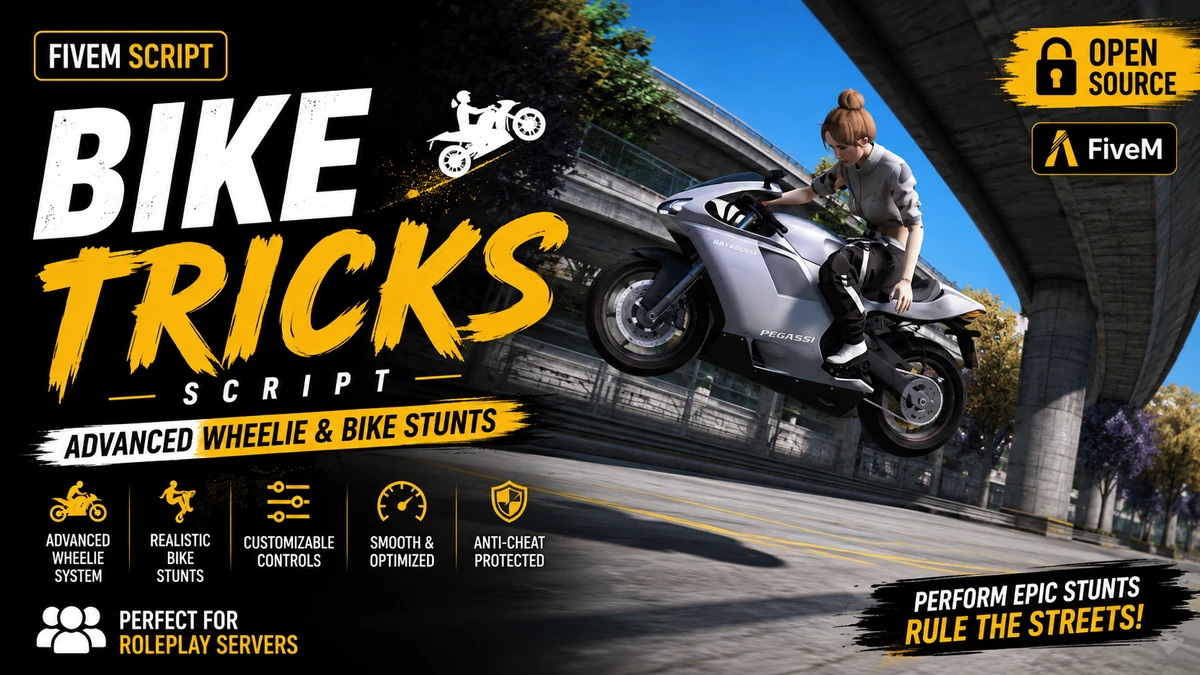 Bike Tricks Script FiveM | Advanced Wheelie & Bike Stunts | Open Source